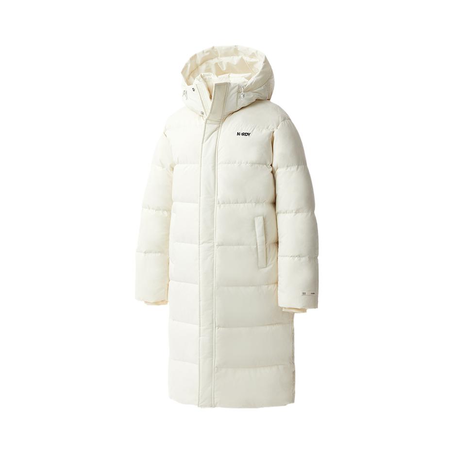 推荐商品：【张楚寒同款】Nerdy FW24 纯色直筒连帽长款羽绒服 男女同款 PNEW24DJ0103 白