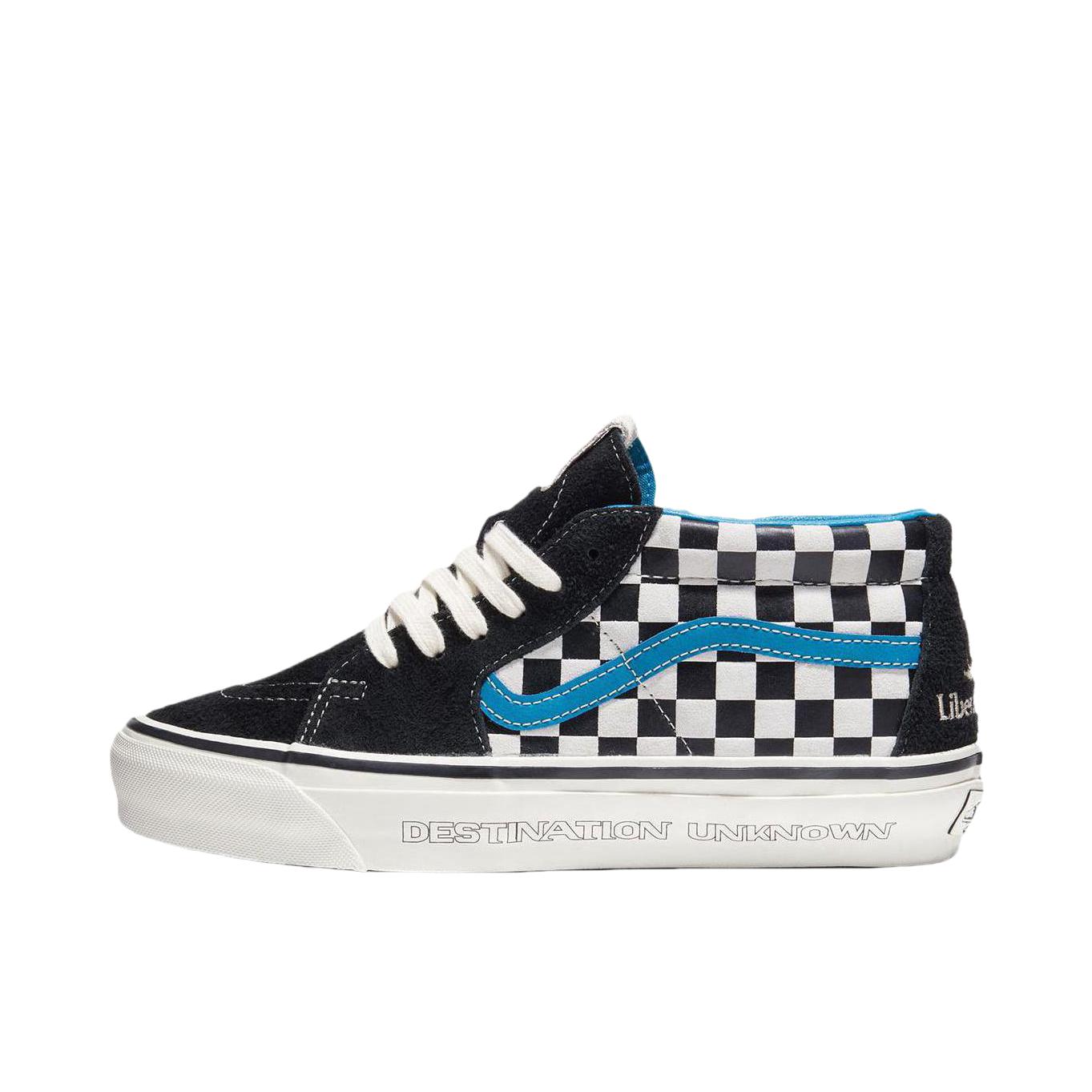 推荐商品：Vans/范斯 SK8-Mid 板鞋 潮流拼接复古百搭防滑耐磨 Liberaiders联名/黑白棋盘格
