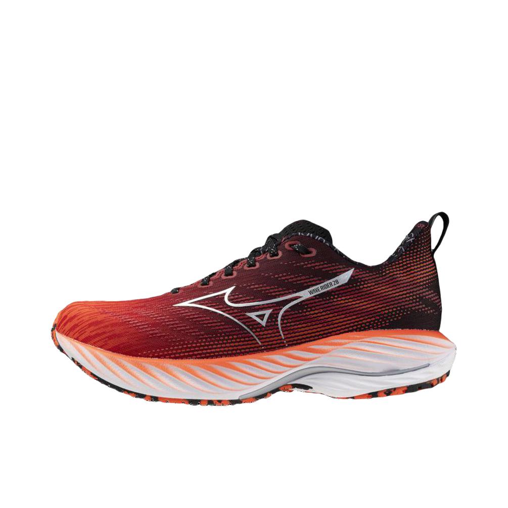 推荐商品：Mizuno/美津浓  Wave Rider  28  防滑 缓震 支撑 回弹  跑鞋 红色/黑色 