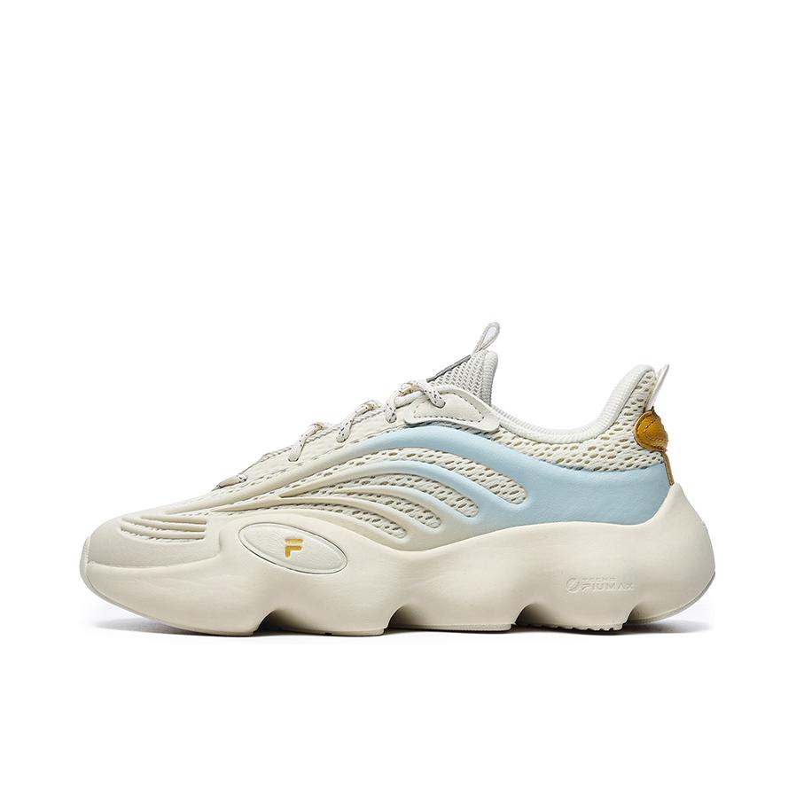 推荐商品：Fila Ray 3 潮流时尚 复古百搭 防滑耐磨 轻量缓震 舒适透气 合成革 运动休闲鞋 淡灰黄/冰灰