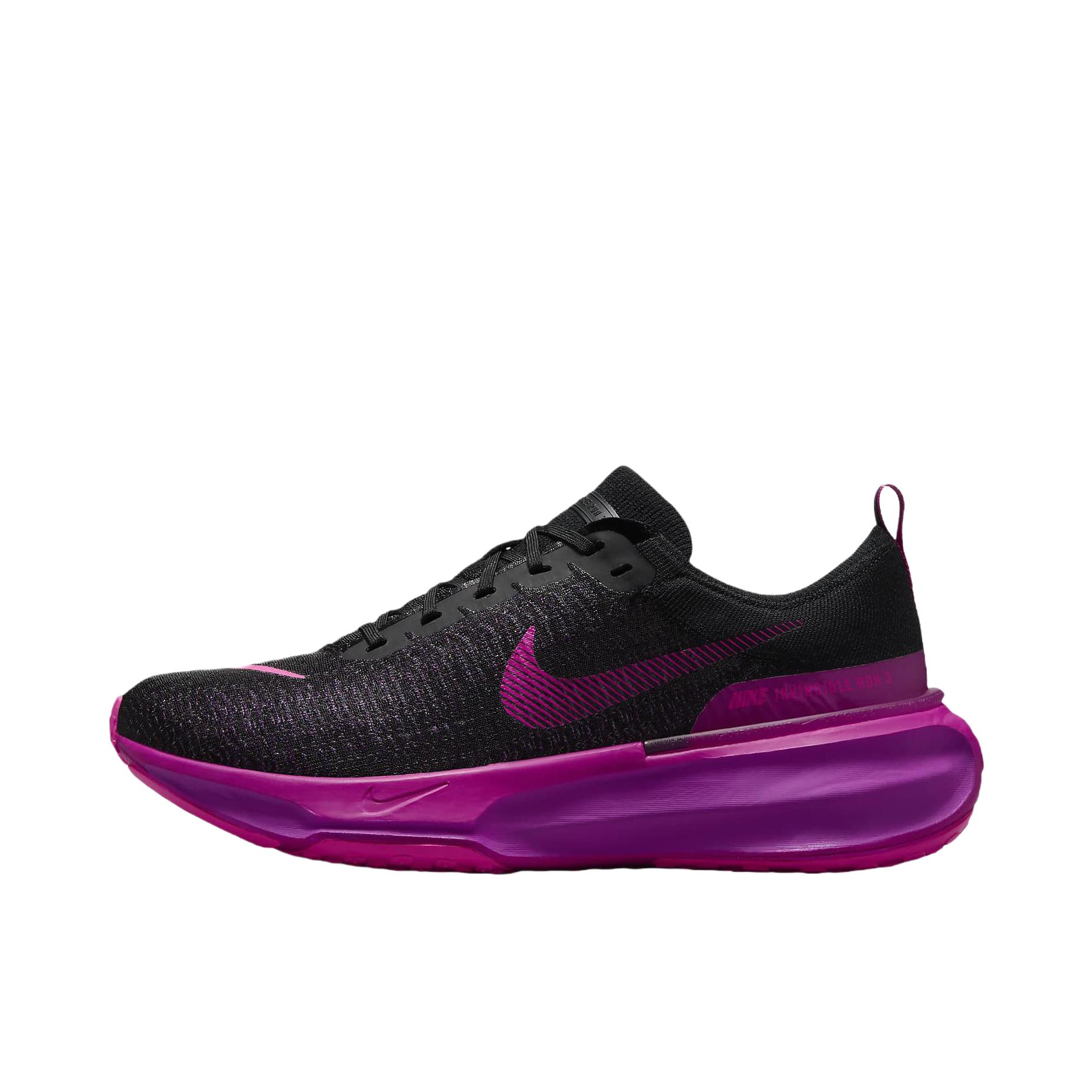 推荐商品：Nike Invincible 3 跑鞋 透气缓震织物运动支撑训练轻便平跟 黑色/紫色