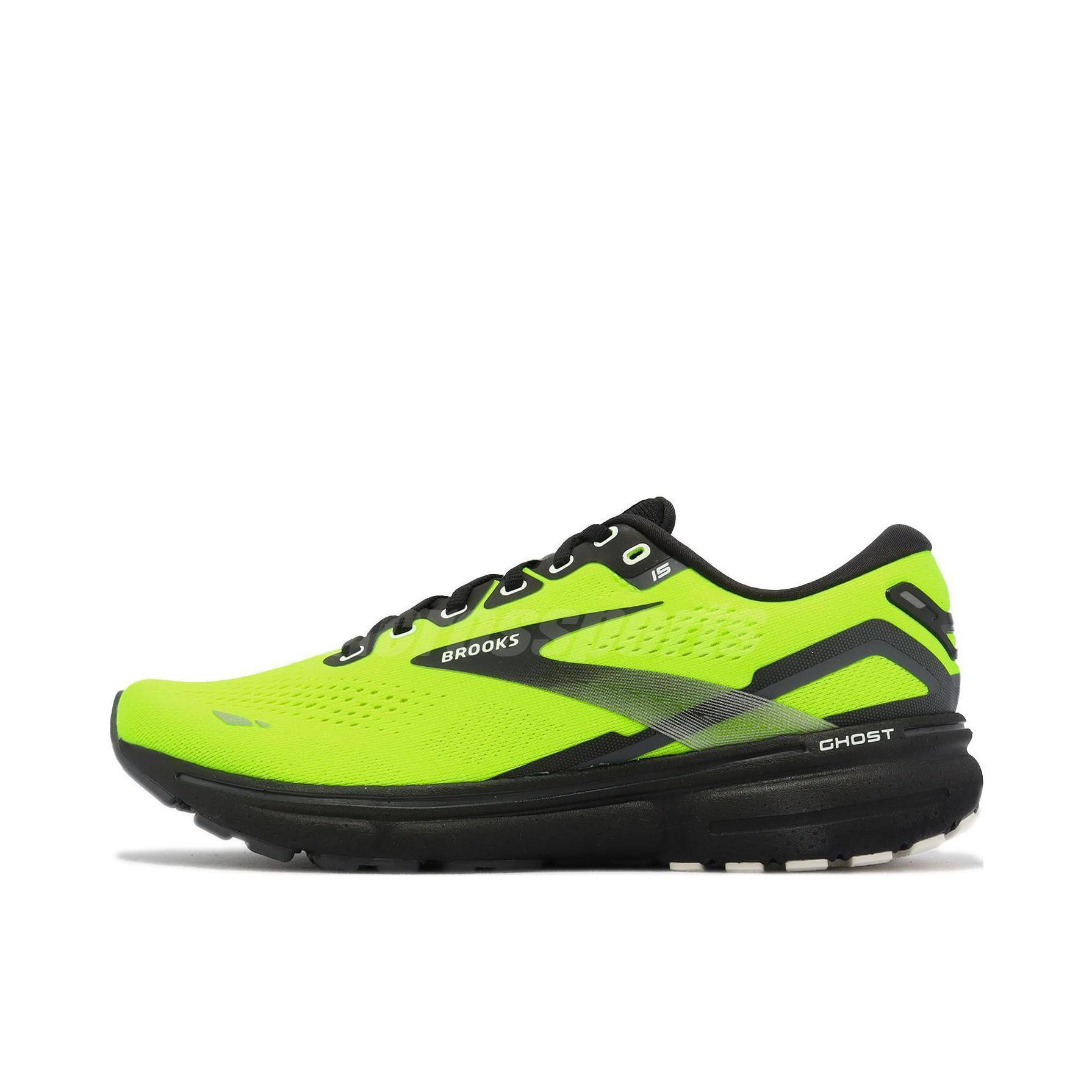 推荐商品：Brooks/布鲁克斯 Ghost 幽灵 15 轻量缓震 防滑耐磨 舒适透气 轻便百搭 支撑 织物网面 马拉松 跑鞋 绿色/黑色