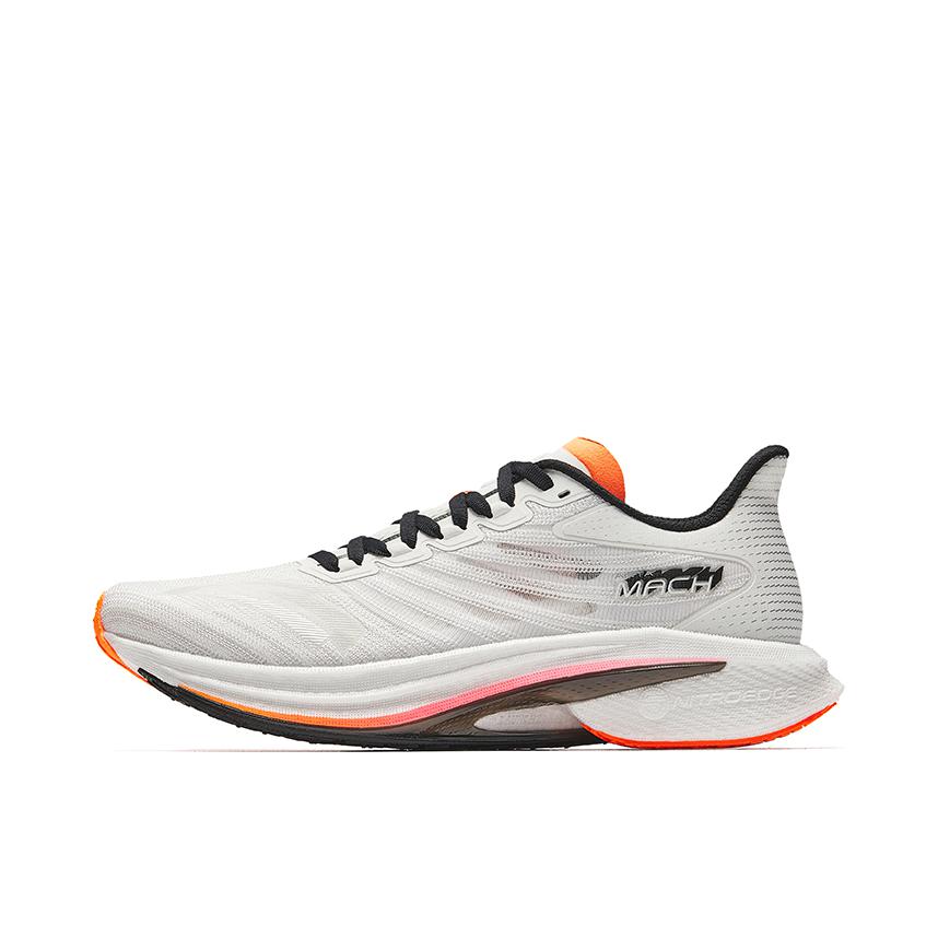 推荐商品：安踏 MACH 马赫4.0 跑鞋 氮科技抓地回弹缓震软底网面防滑耐磨体考竟训速竞 纸莎白/银色/基础黑