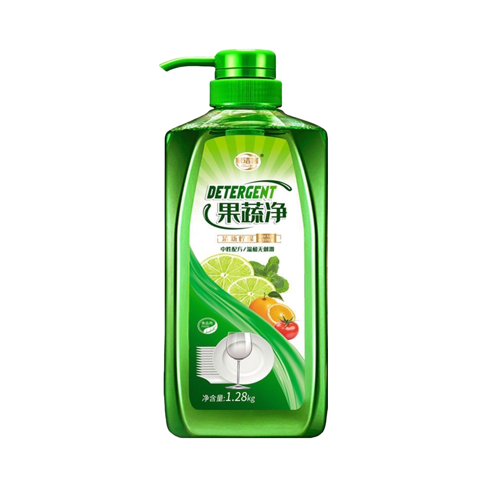 推荐商品：家洁客 去油不伤手 果蔬净洗洁精 1.28kg 瓶装