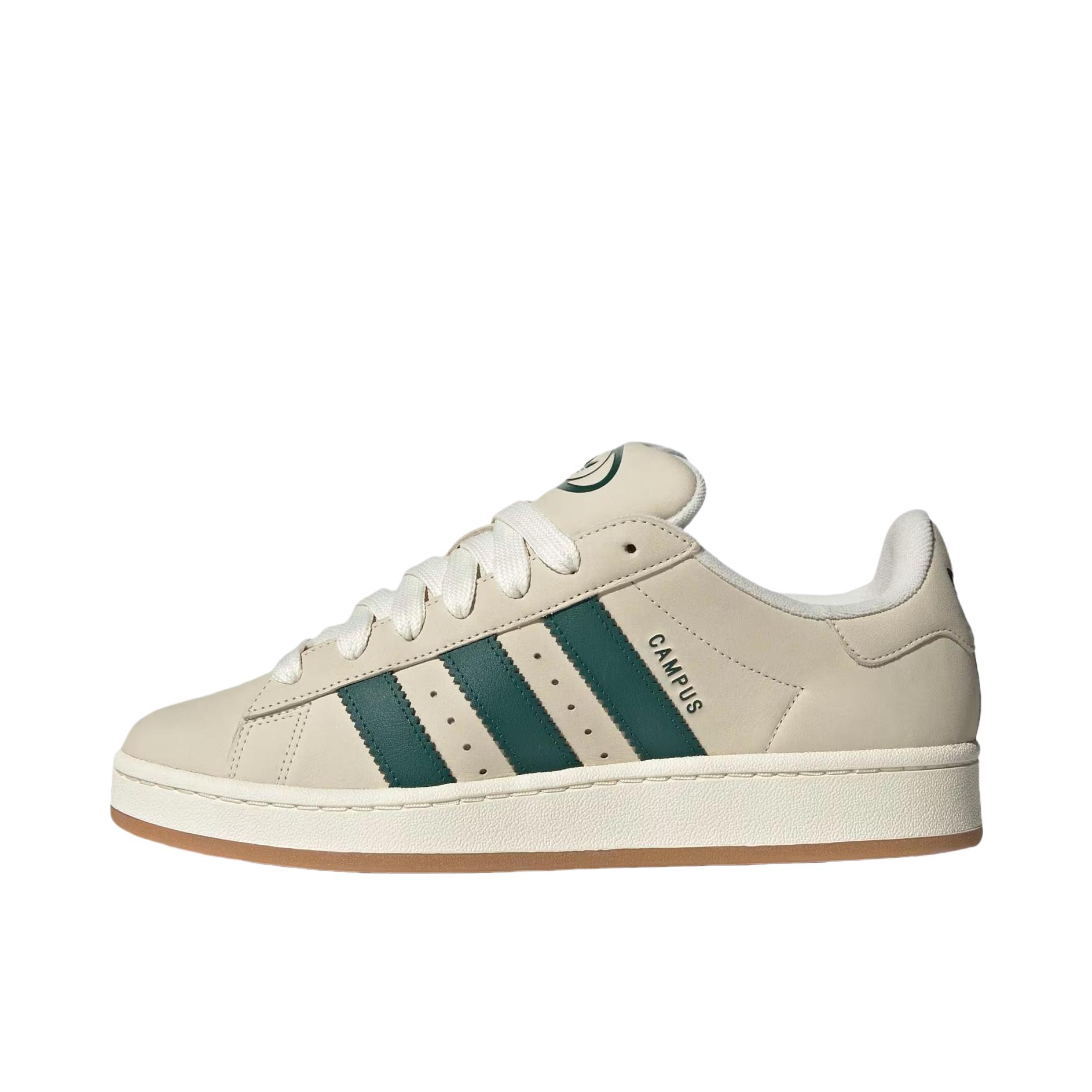 推荐商品：adidas Originals Campus 00s 板鞋 面包鞋 复古缓震透气轻便薄底贴合耐穿圆头包裹性平跟支撑 米白色/绿色