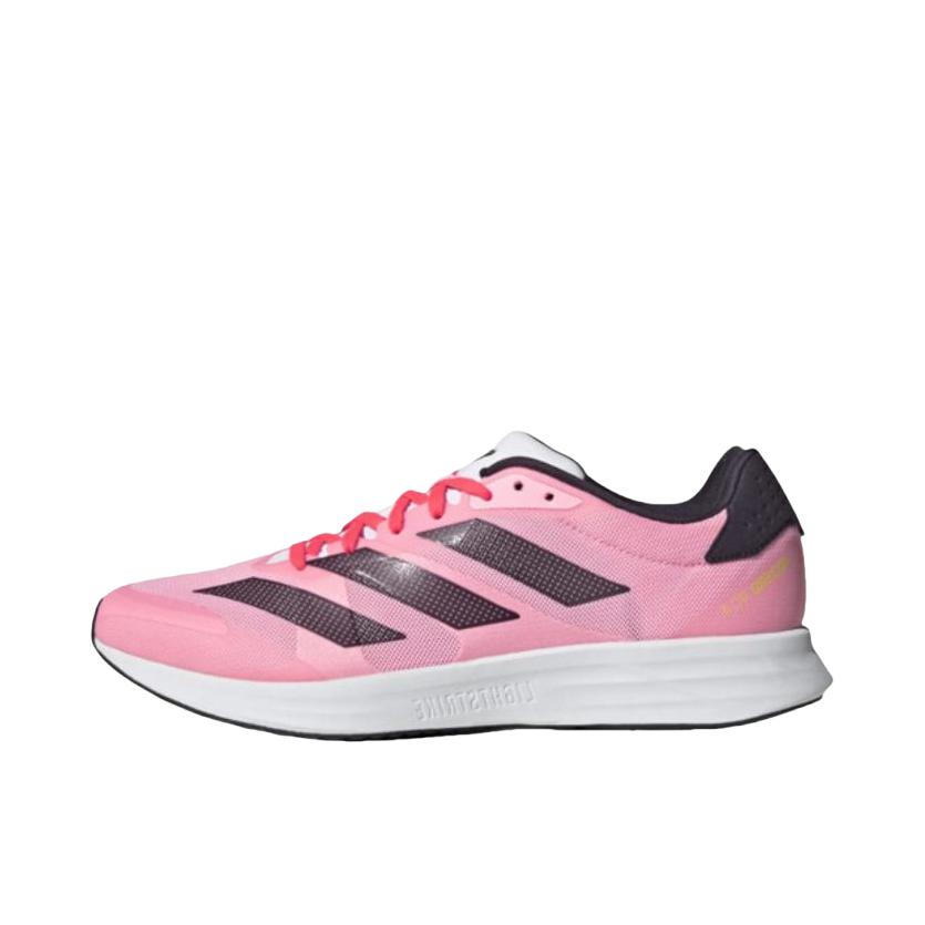 推荐商品：adidas Adizero RC 4 跑鞋 网布透气薄底减震耐磨织物备赛支撑圆头 粉色 
