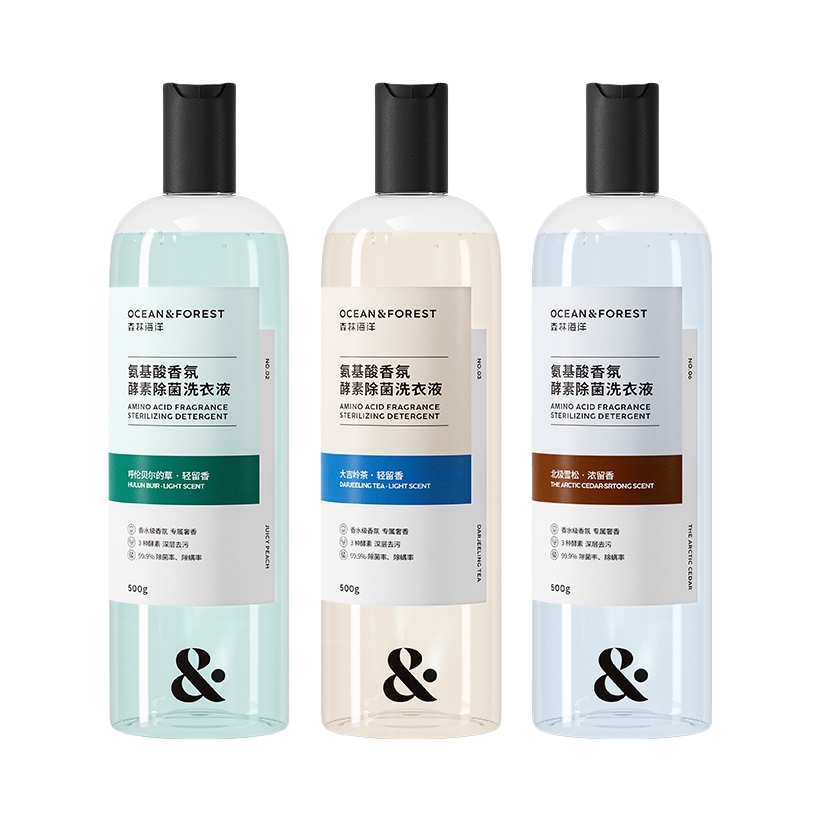 推荐商品：森林海洋Ocean&Forest 香氛酵素深层去渍持久留香洗衣液 500g/瓶 多香型组合装