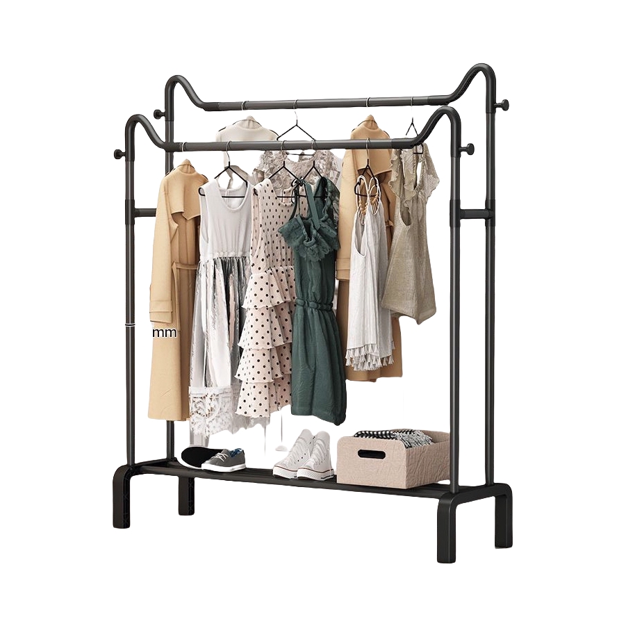 推荐商品：简蝶 碳钢 多功能双杆 落地晾衣架