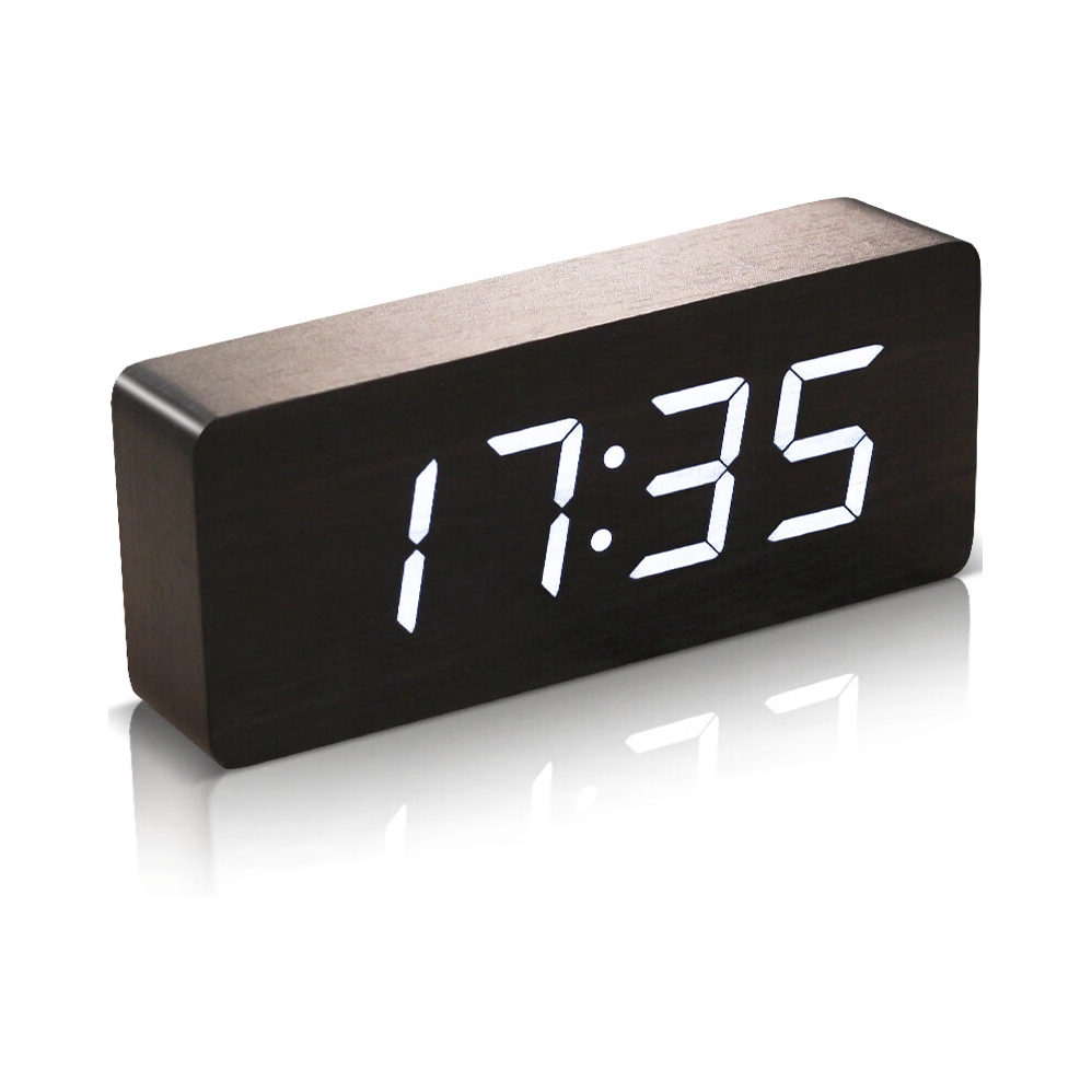 推荐商品：码仕 插电款 LED夜光学生多功能木头棕木闹钟 DP-01