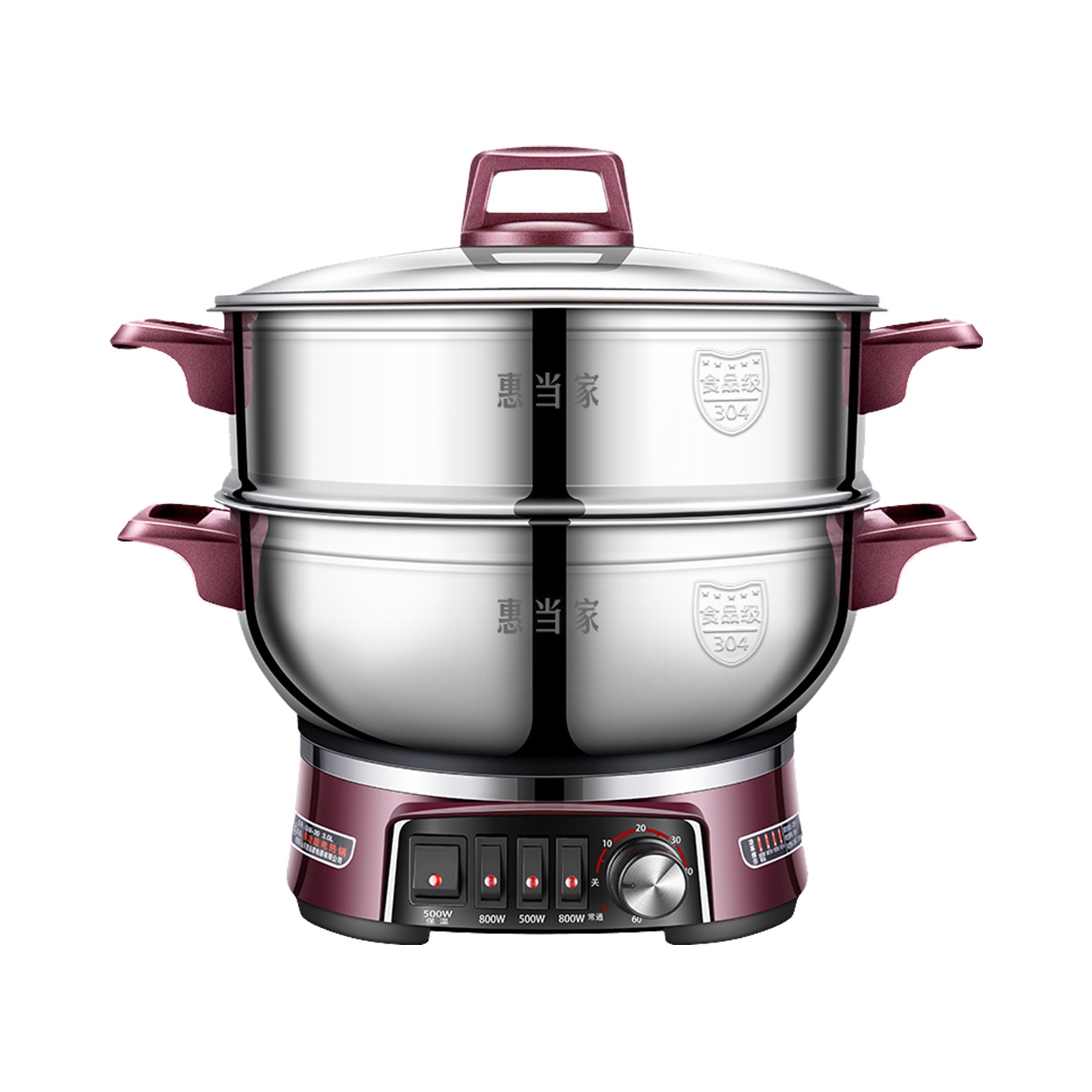推荐商品：Hui Dang Jia/惠当家 HDJDG-34 电蒸锅 5.5L 多功能 大容量 预约定时 一体式 加厚 铸铁 炒菜 无涂层 蒸煮 大功率 无笼