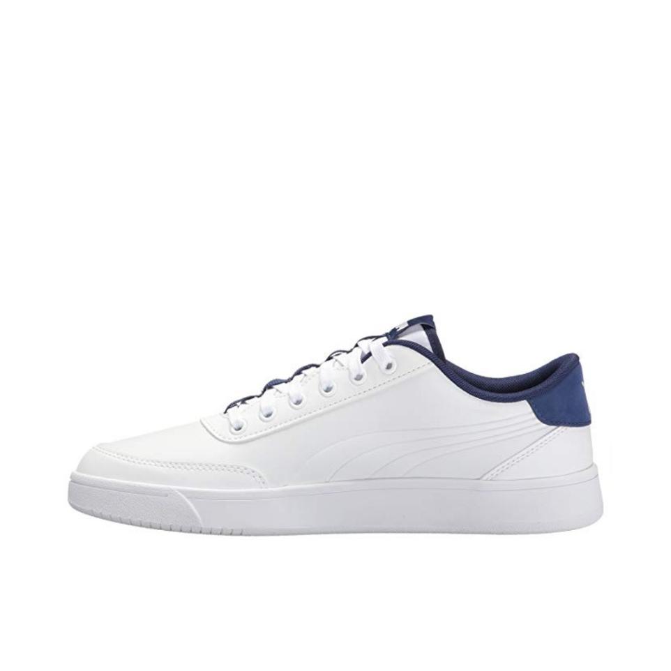 推荐商品：Puma/彪马 Court Breaker Mono 板鞋 经典简约防滑耐磨复古轻便 White/MidnightBlue
 白鞋蓝标