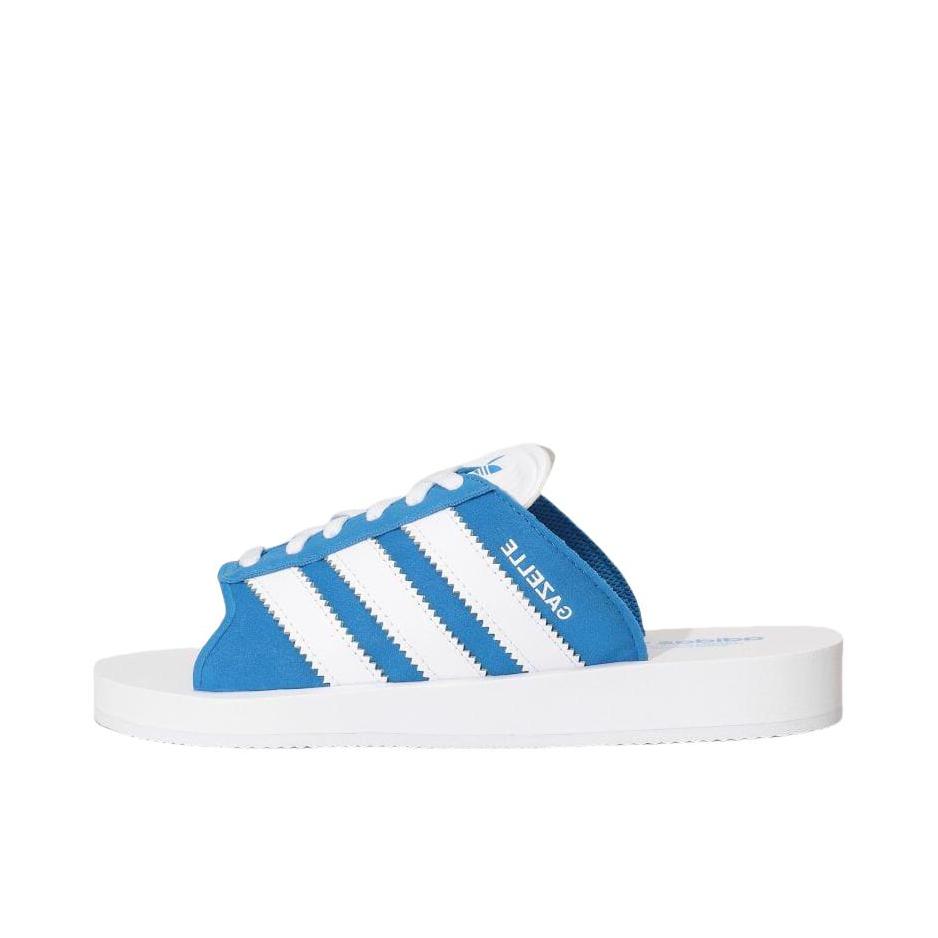 推荐商品：adidas Originals GAZELLE BEACH 休闲 沙滩 防磨 一字 拖鞋 白色/蓝色