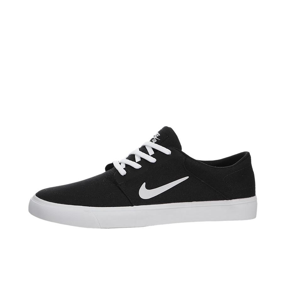 推荐商品：Nike SB Portmore 板鞋 轻便透气防滑耐磨减震帆布 Black/White 黑色/白钩