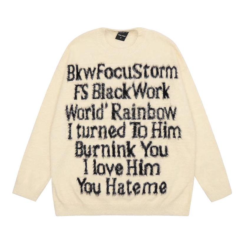 推荐商品：libito  仿貂毛提花工艺字母针织圆领毛衣 男女同款 BLACK-60021 杏