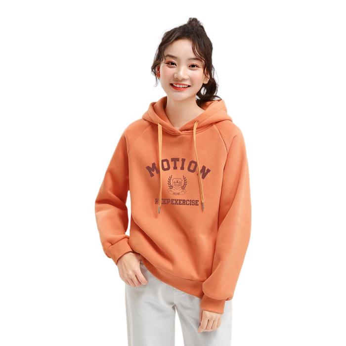 推荐商品:MiZiQi/米子旗 透气套头连帽卫衣 女装 橙