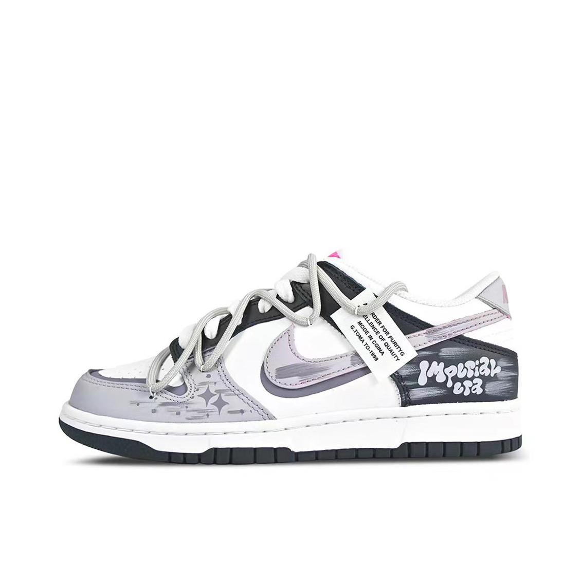 推荐商品：【定制球鞋】 Nike Dunk 板鞋 平跟系带防滑耐磨做旧高街简约百搭潮流复古美式 GS/暗夜紫  