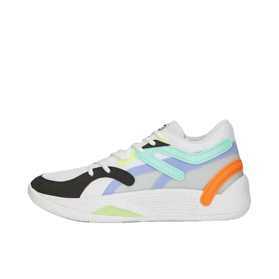 推荐商品：Puma/彪马 Trc Blaze Court 防滑耐磨 舒适减震 实战 圆头 织物 篮球鞋 白色/电光薄荷色/极致橙色