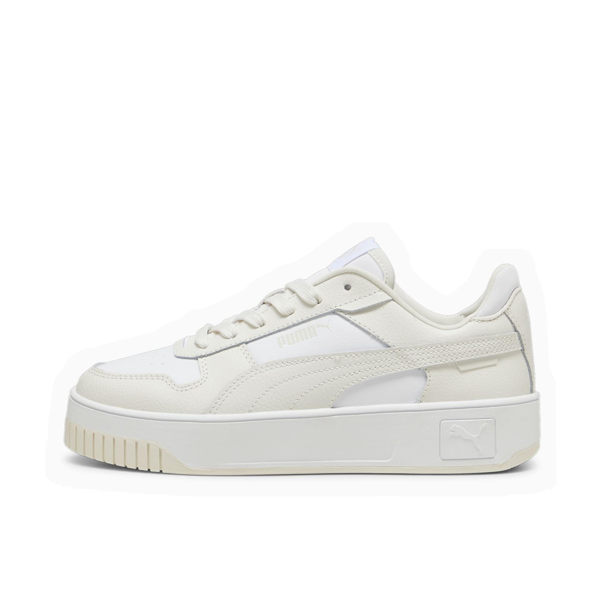 推荐商品：Puma/彪马 Carina street 厚底鞋 板鞋 防滑耐磨减震百搭轻便透气舒适休闲复古运动增高抓地 女款/白色/黄色