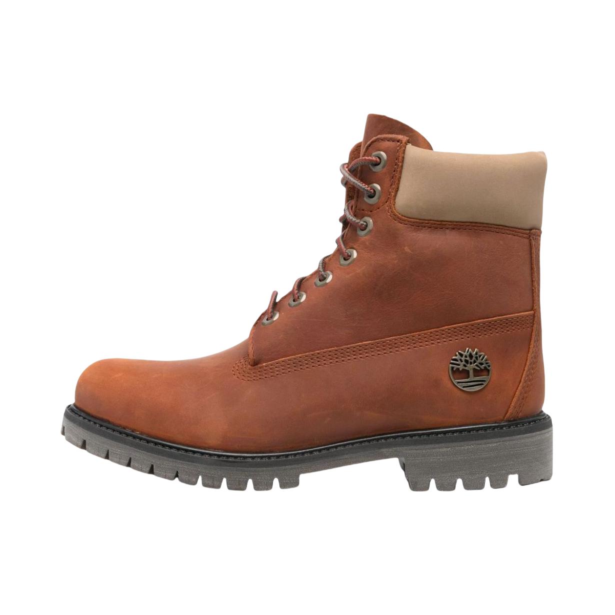 推荐商品：Timberland/添柏岚 PREMIUM系列 中筒 系带 平跟 橡胶 防水 时装靴 棕色 