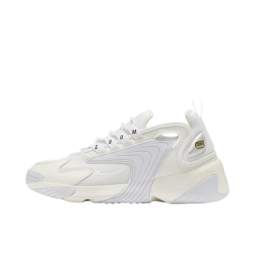 推荐商品：Nike Zoom 2K 运动休闲鞋 潮流复古缓震耐穿圆头 白色/蓝色