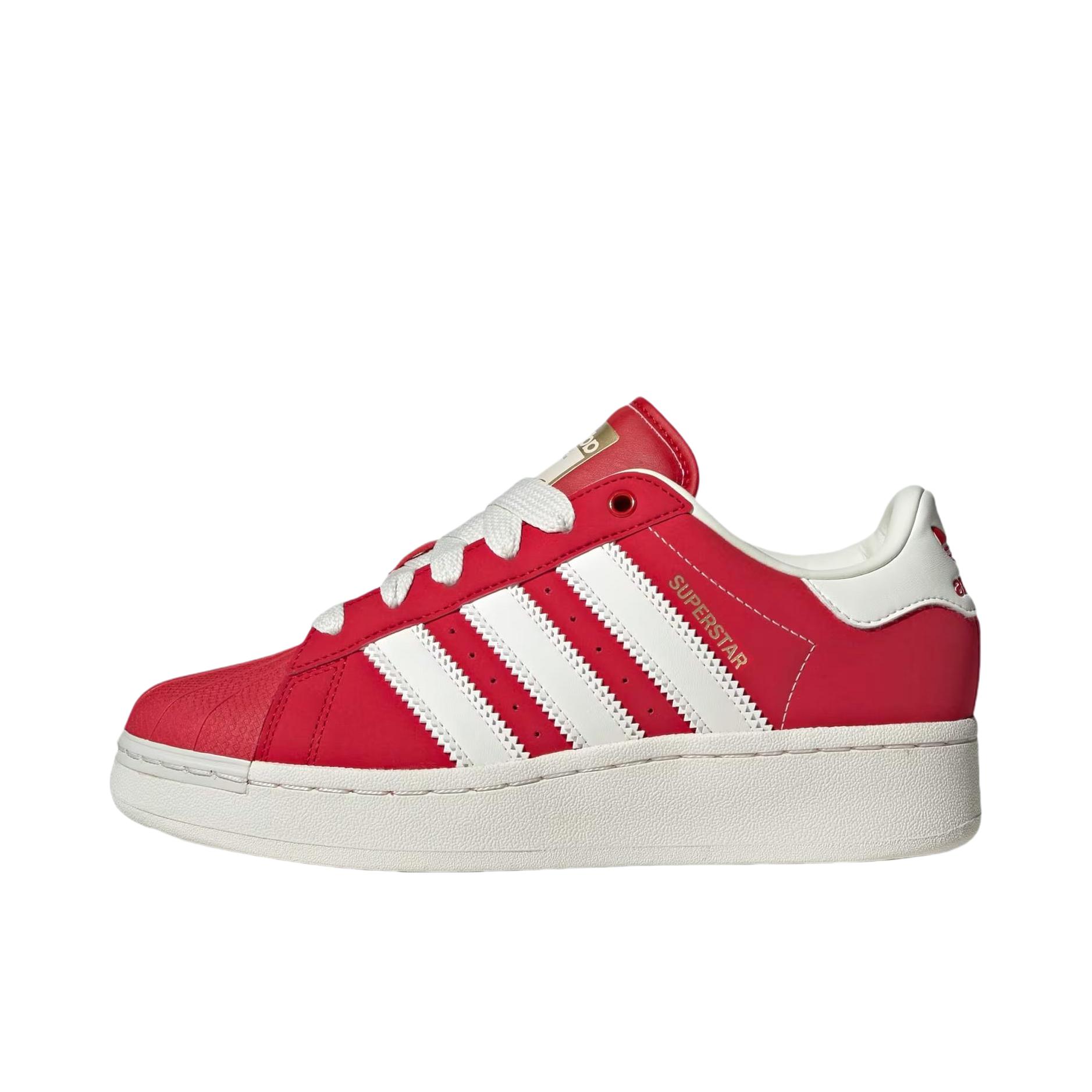 推荐商品：adidas Originals Superstar XLG 板鞋 贝壳头厚底增高舒适减震防滑耐磨轻便透气百搭时尚织物 红色/米色 