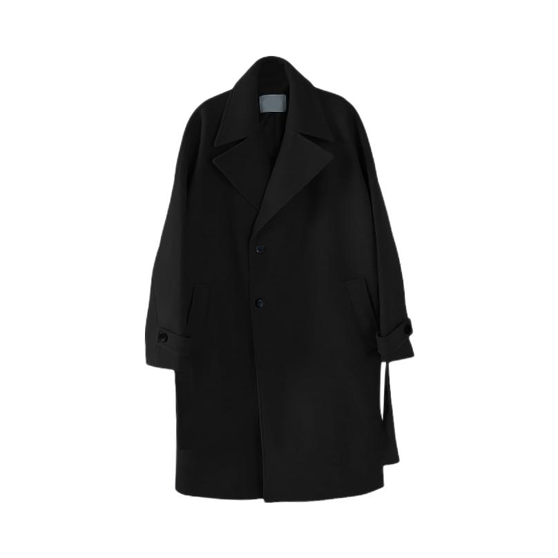 推荐商品：I'm David/我是大卫 中长款过膝韩版风衣 男女同款 9044 黑