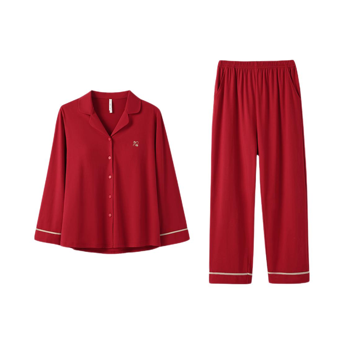 推荐商品：安之伴 莫代尔柔软纯色速干透气睡衣 男女同款 82411721337 红