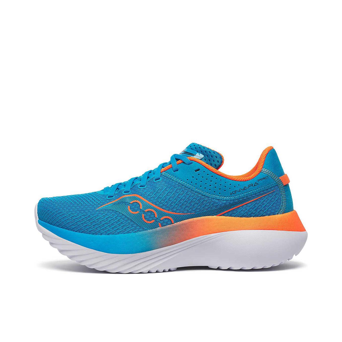 推荐商品：Saucony/索康尼 Kinvara 菁华 Pro 缓震回弹 竞速碳板 织物透气 舒适百搭 慢跑 跑鞋 M宽/蓝色/橙色 