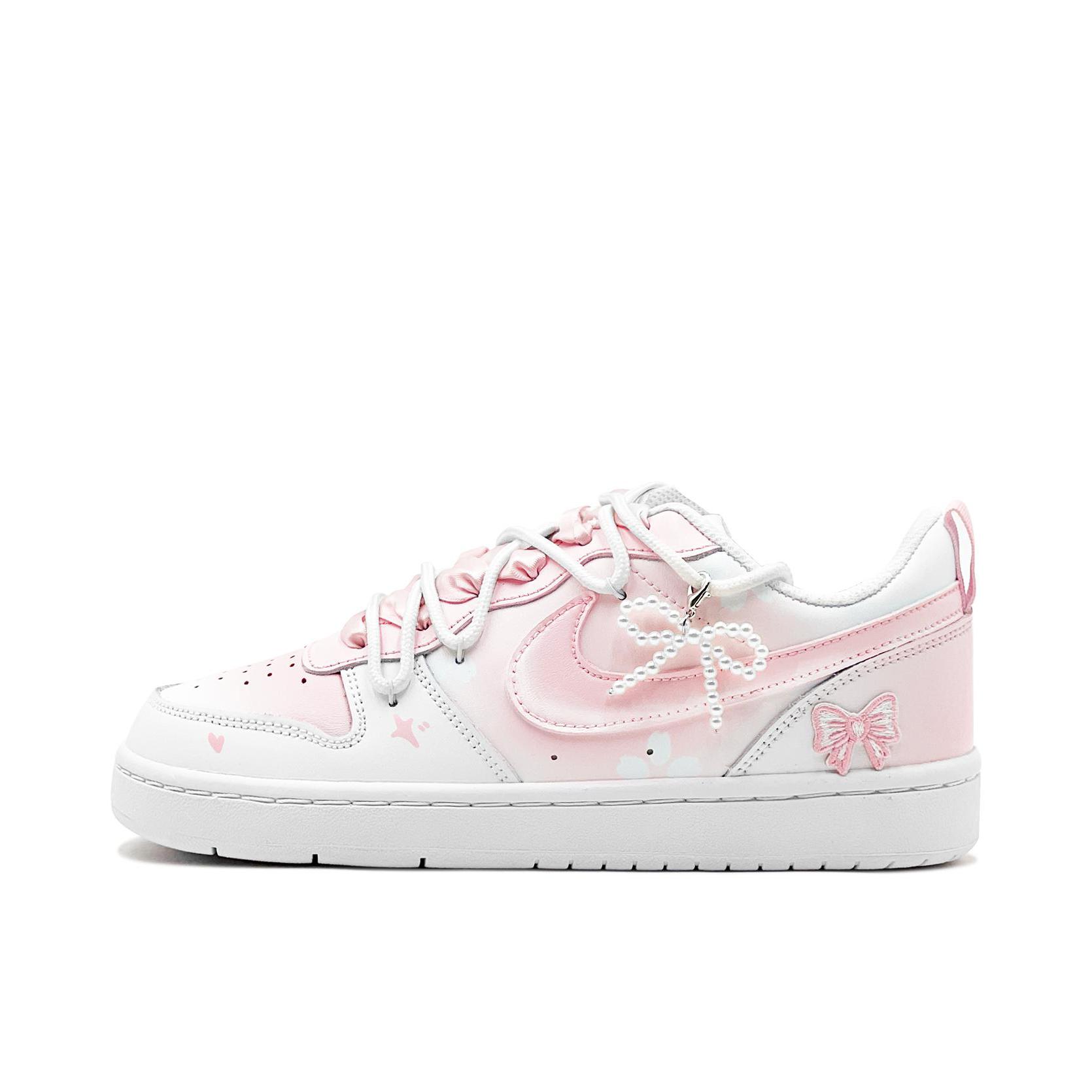 推荐商品：【定制球鞋】 Nike Court Borough 2 板鞋 包裹性增高减龄解构风合成革美式防滑复古轻便 GS/仲夏樱花