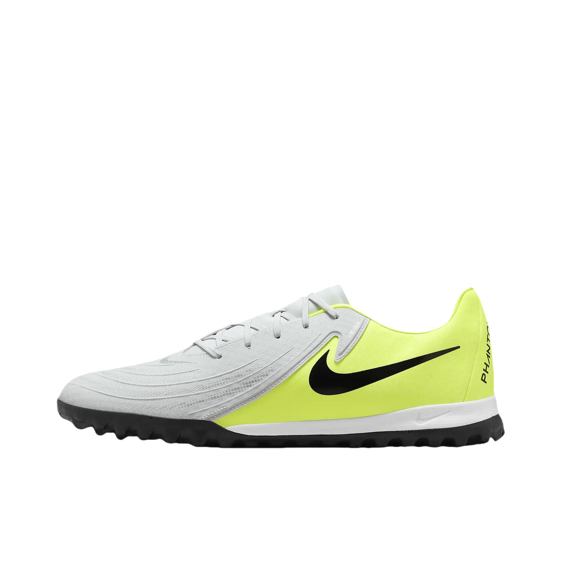 推荐商品：Nike Phantom GX II Academy TF 中端 胶质碎钉 人造草地 防滑耐磨 足球鞋 灰色/黄色 