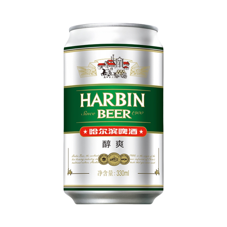 推荐商品：Harbin/哈尔滨 淡色拉格啤酒 330ml 9.0°P 罐装 醇正清爽顺滑纯正风味量贩
