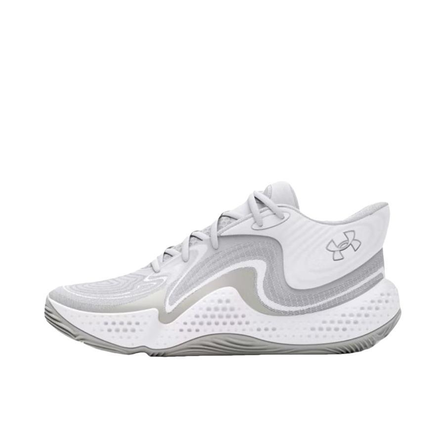 推荐商品：Under Armour/安德玛 Spawn 6 减震轻便 防滑耐磨 网眼 低帮 圆头 篮球鞋 白色/深灰色/白粘土