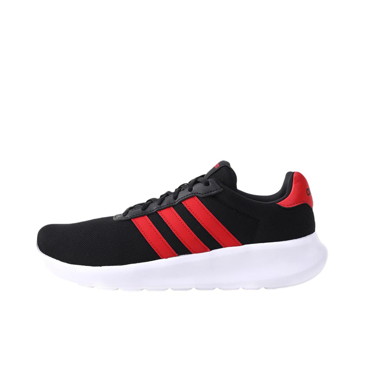 推荐商品：adidas Lite Racer 3.0 跑鞋 网面透气防滑耐磨舒适缓震轻运动休闲 一号黑/浅猩红/白色
