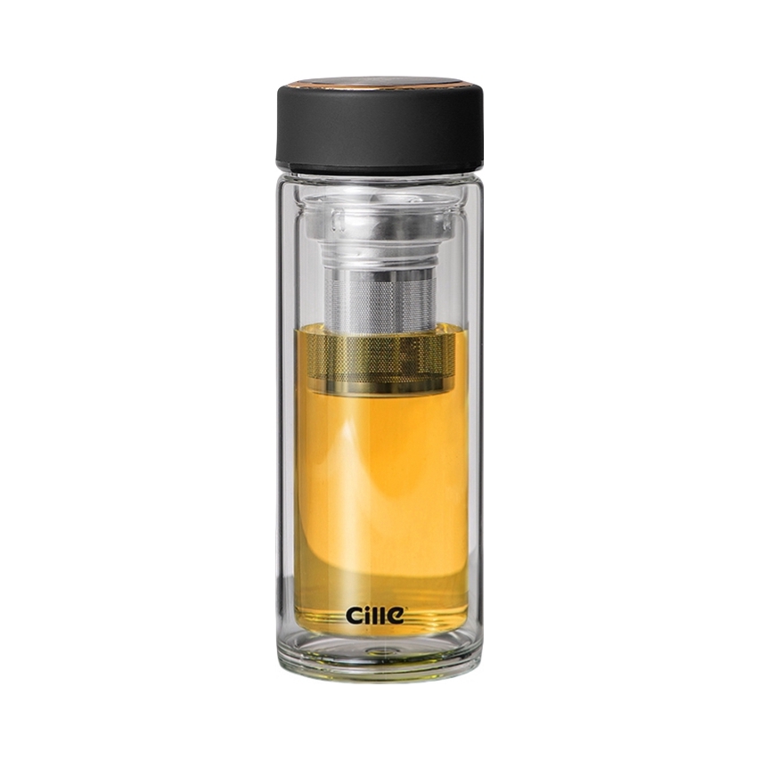 推荐商品：Cille/希乐 商务系列 520ml 双层玻璃杯 DS-1001 茶水分离耐高温