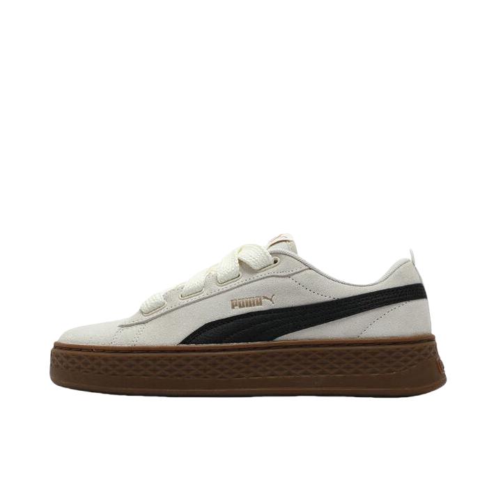 推荐商品：Puma/彪马 Smash Platform 松糕鞋 板鞋 防滑耐磨舒适透气轻便百搭复古圆头包裹性 女款/米白色/黑色/金色