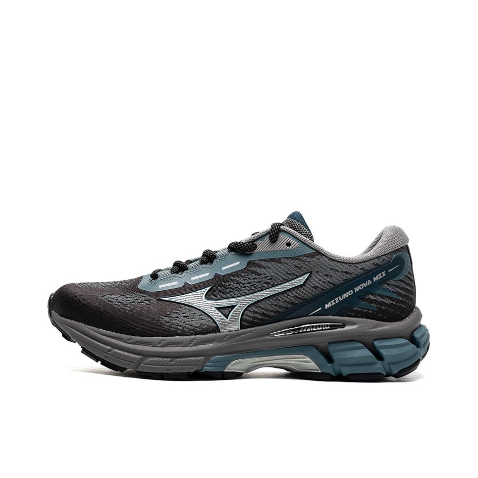 推荐商品：Mizuno/美津浓 Nova Mix 01 织物 合成革 网面透气 缓震 休闲运动 软弹 稳定支撑 网布 慢跑 跑鞋 灰色/黑色/银色