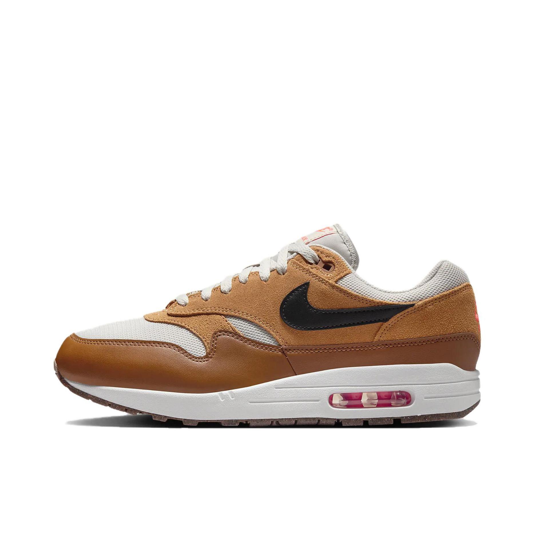 推荐商品：Nike Air Max 1 跑鞋 气垫缓震透气轻便复古运动舒适百搭潮流耐磨低帮训练防滑冬季支撑马拉松防水抓地圆头耐穿 橙色/白色