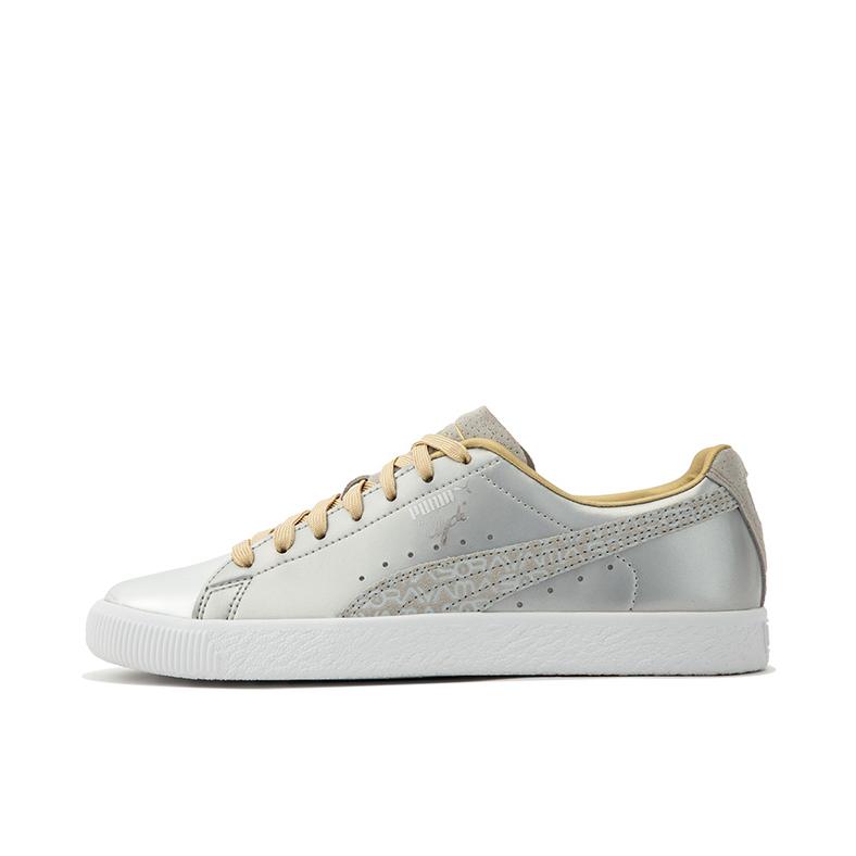 推荐商品：Puma/彪马 Clyde Core Foil 运动休闲鞋 复古百搭防滑耐磨舒适轻便薄底 SORAYAMA空山基联名/银色/金色 