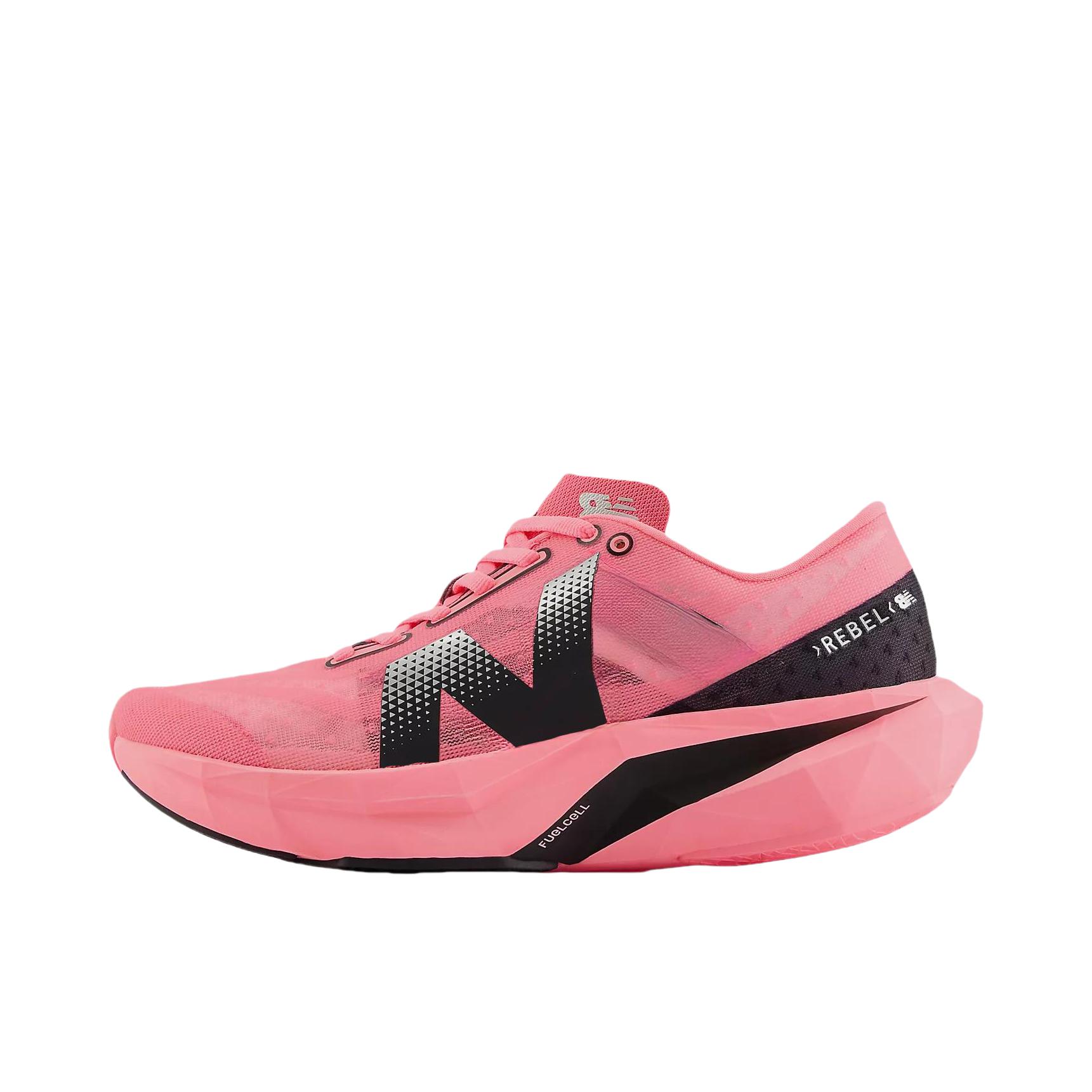推荐商品：New Balance FuelCell Rebel V4 跑鞋 回弹速度训练减震防滑耐磨网布轻量透气韧弹 女款/B宽/超粉色/黑色