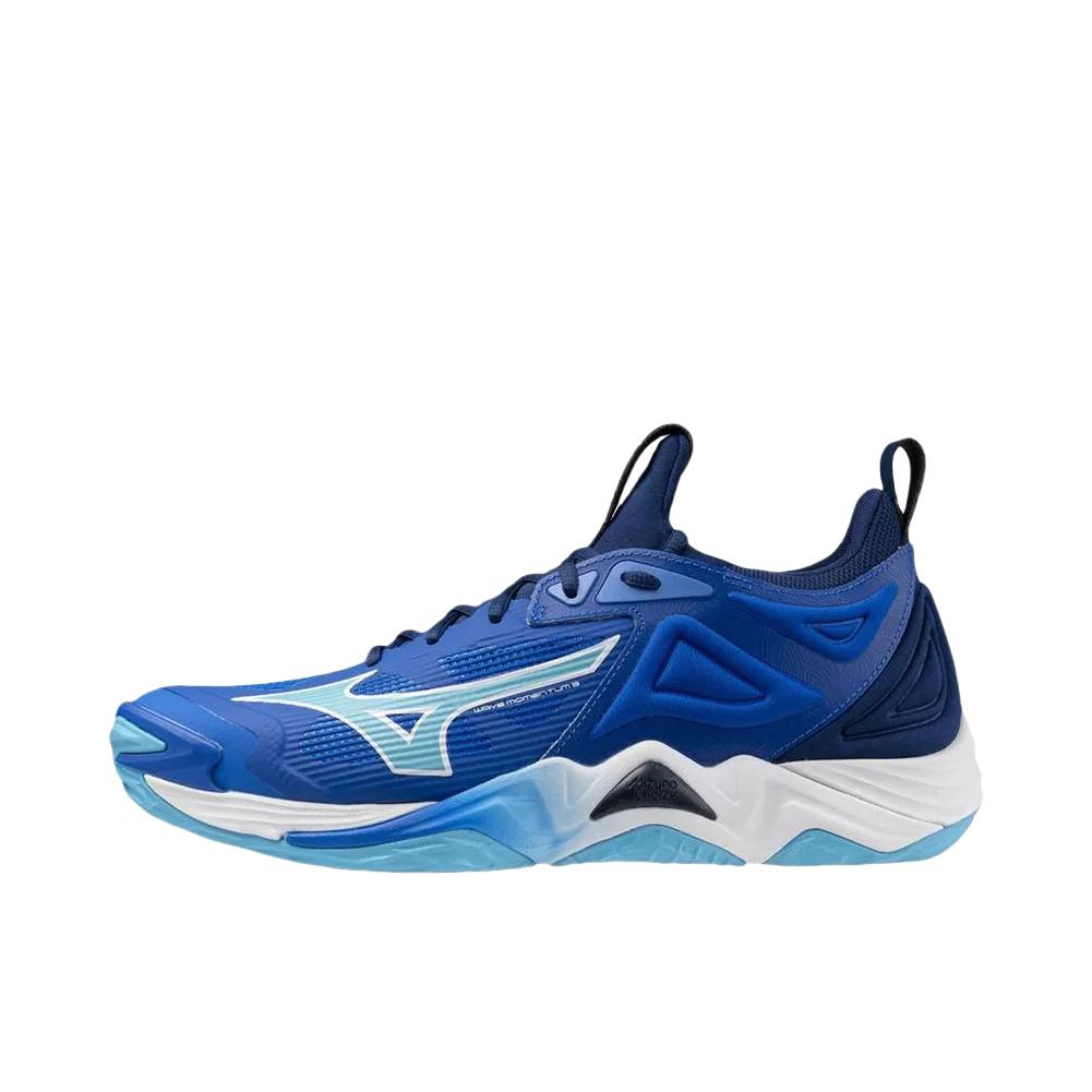 推荐商品：Mizuno/美津浓 Wave Momentum 3 轻便舒适 防滑缓震 排球鞋 蓝色/白色