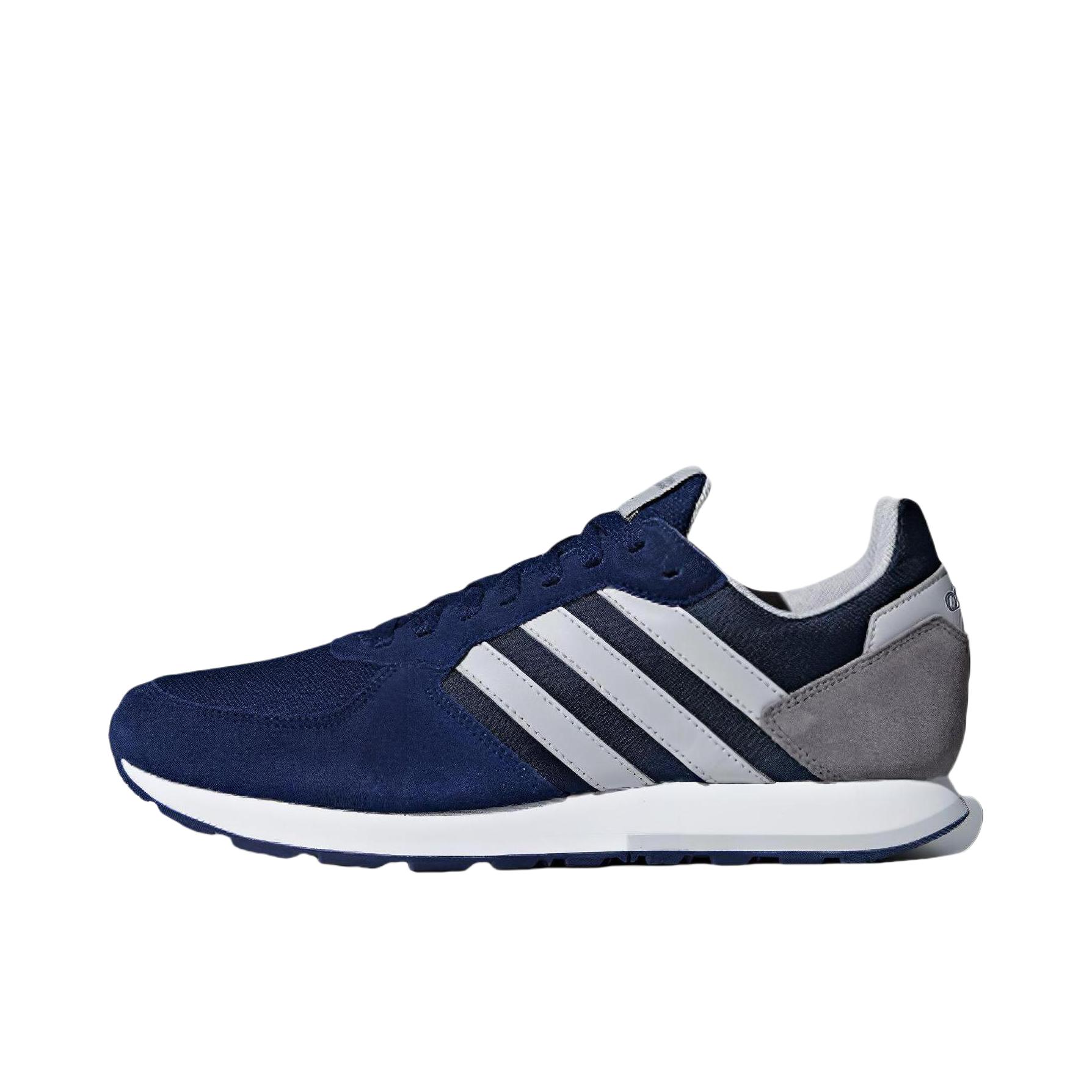 推荐商品：adidas NEO 8K 跑鞋 复古网面透气防滑耐磨运动 Navy/White/Grey 深蓝/灰
