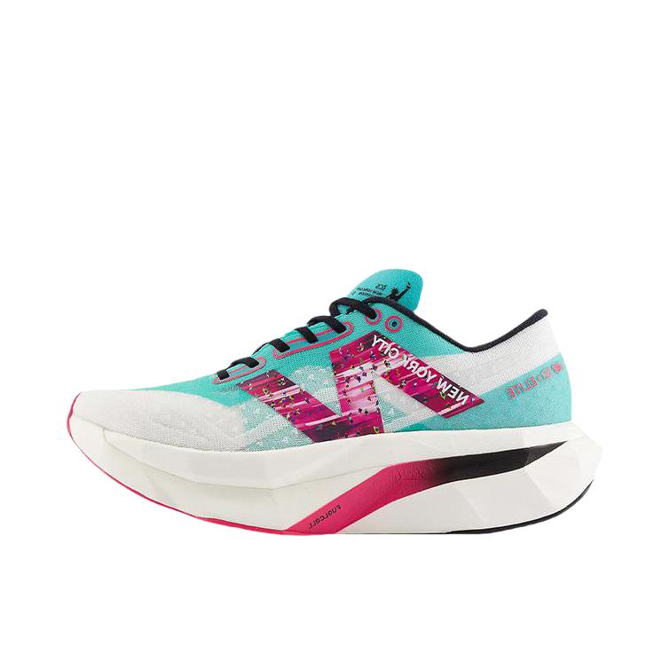 推荐商品：New Balance FuelCell SuperComp Elite V4 跑鞋 缓震轻便网布透气支撑防滑耐磨碳板马拉松速度训练回弹 女款/青色/白色