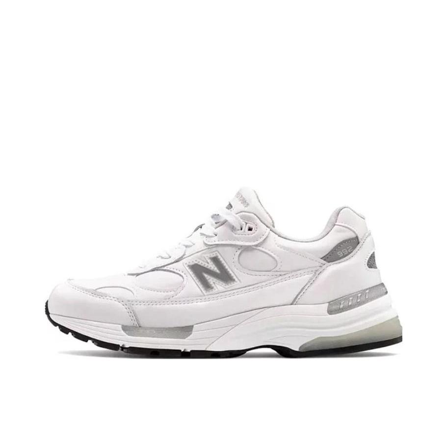 推荐商品：New Balance 992 跑鞋 减震防滑耐磨舒适透气网布织物人造革复古合成革圆头 白色/灰色