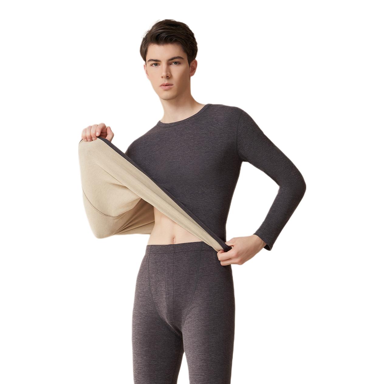 推荐商品：帕兰朵 抑菌加厚羊毛蚕丝仿德绒保暖内衣 WPW-MBX001A 灰