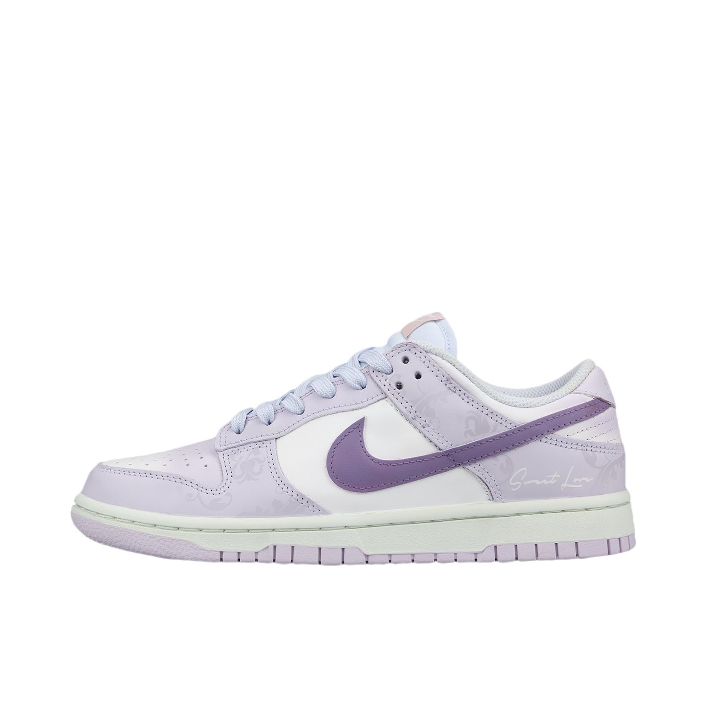 推荐商品：【定制球鞋】 Nike Dunk 板鞋 平跟系带防滑耐磨做旧高街简约百搭潮流复古美式 女款/浅紫色