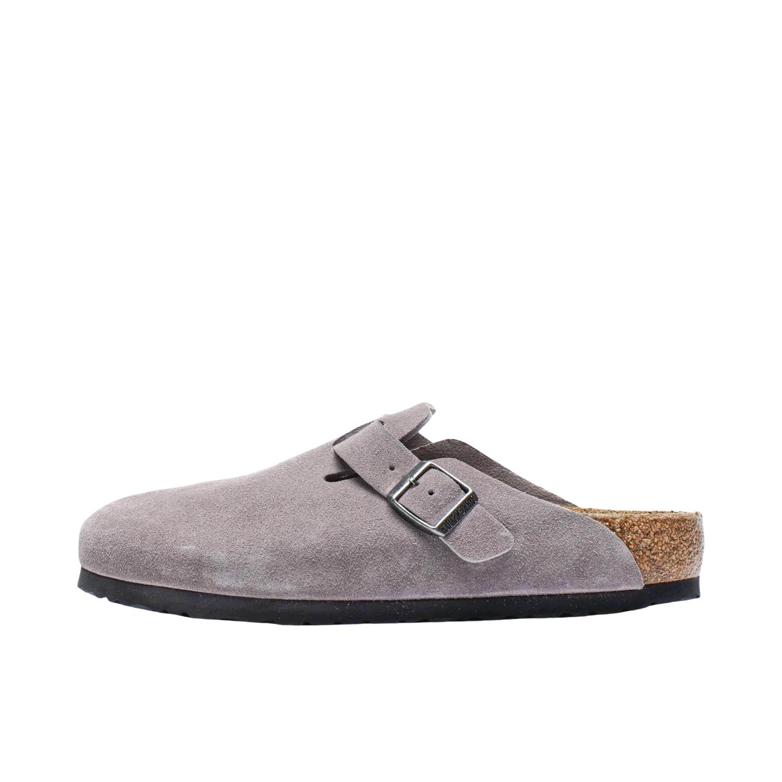 推荐商品：Birkenstock Boston系列 勃肯鞋 半拖鞋 防滑防磨包头软底搭扣秋冬绒面革牛皮软木 穆勒鞋一脚蹬 纯紫色