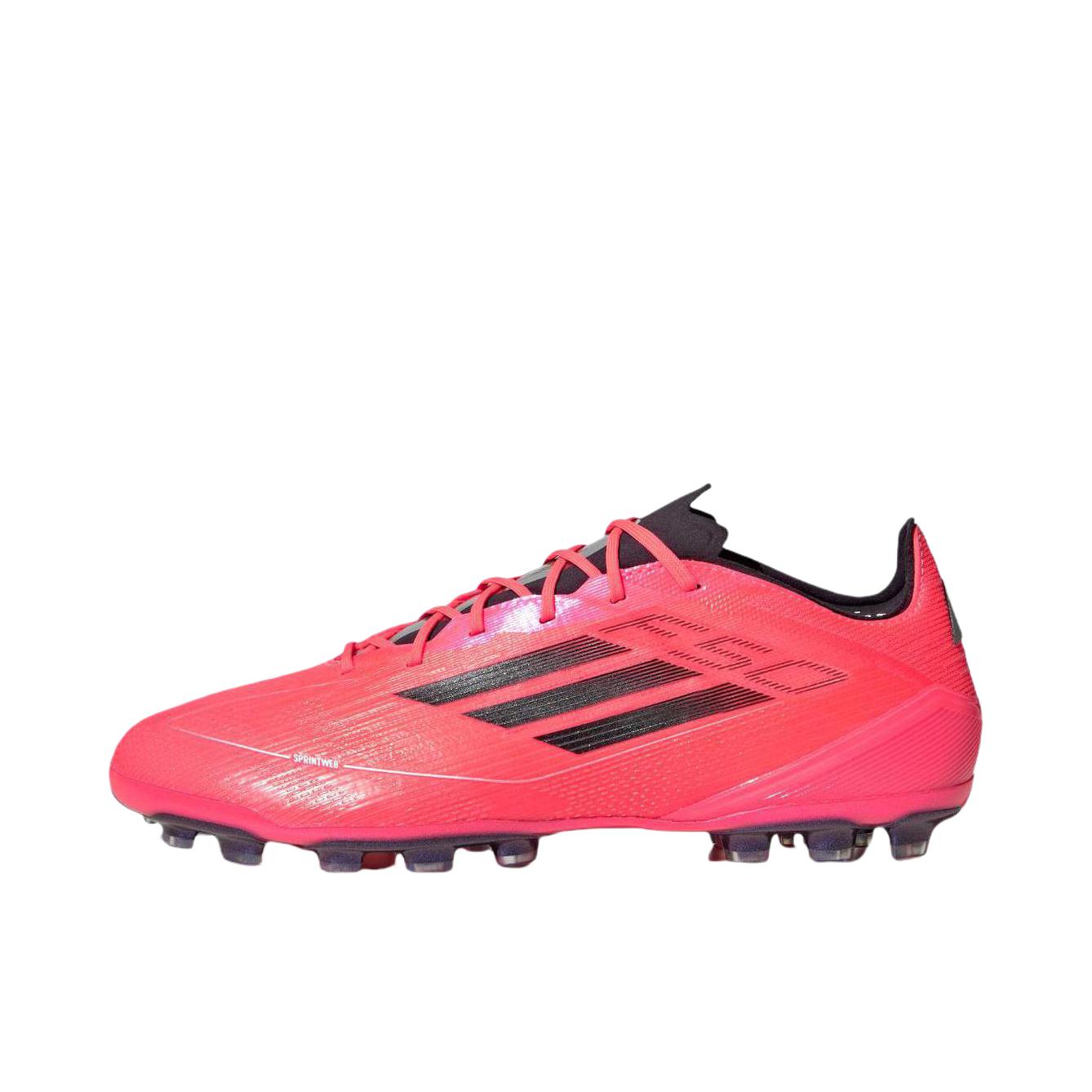 推荐商品：adidas F50 Elite AG 顶级 胶质短钉 软人造草坪 防滑耐磨 足球鞋 漩涡荧光红