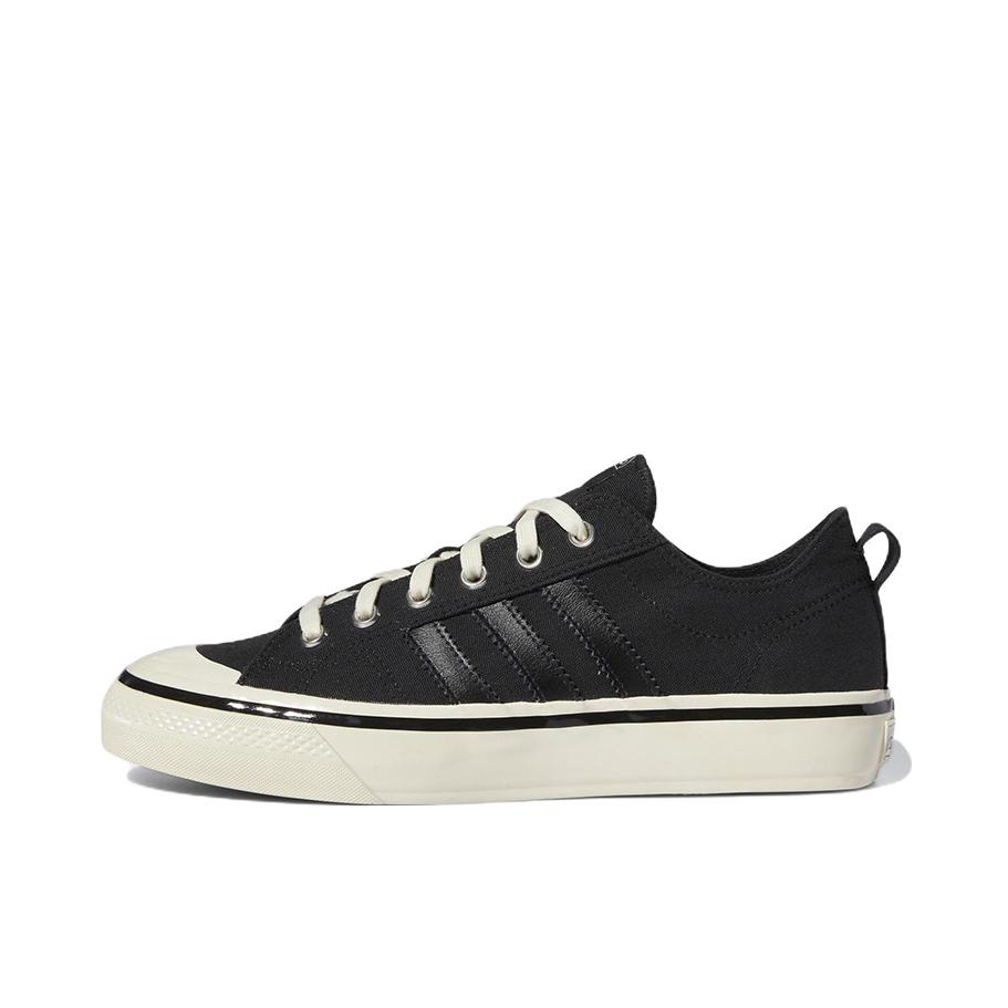 推荐商品：adidas Originals Nizza 经典复古 包裹性 轻便透气 防滑 增高 厚度 舒适 耐磨 帆布鞋 黑色/乳白