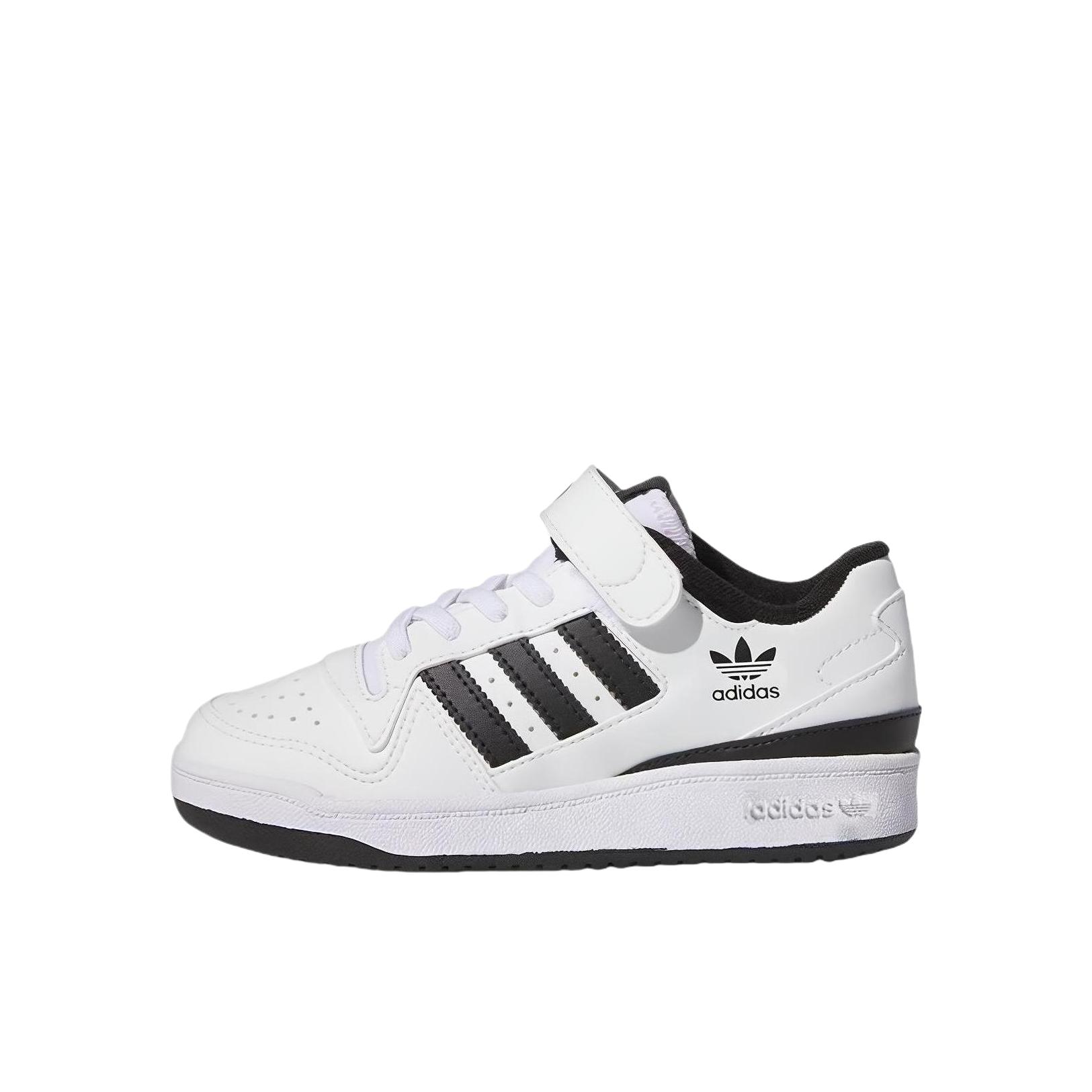 推荐商品：adidas Originals Forum 时尚经典 休闲运动 舒适透气 防滑耐磨 轻便百搭 魔术贴 板鞋儿童 小童/白色/黑色