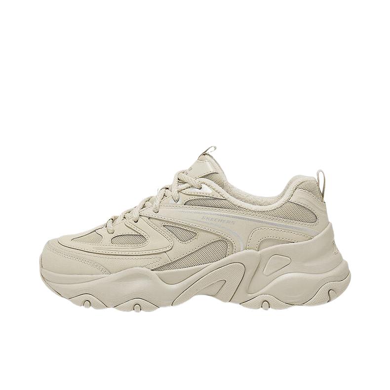 推荐商品：Skechers/斯凯奇  D'Lites  熊猫鞋 机甲鞋  老爹鞋  增高轻质支撑缓震舒适透气百搭  女款/沙黄色